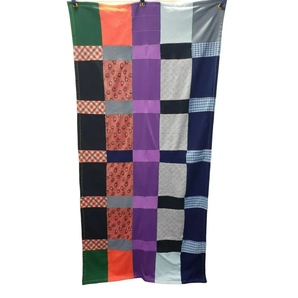 Vtg Lightweight Patchwork Quilt Machine Sewn Double Knit Corduroy 37